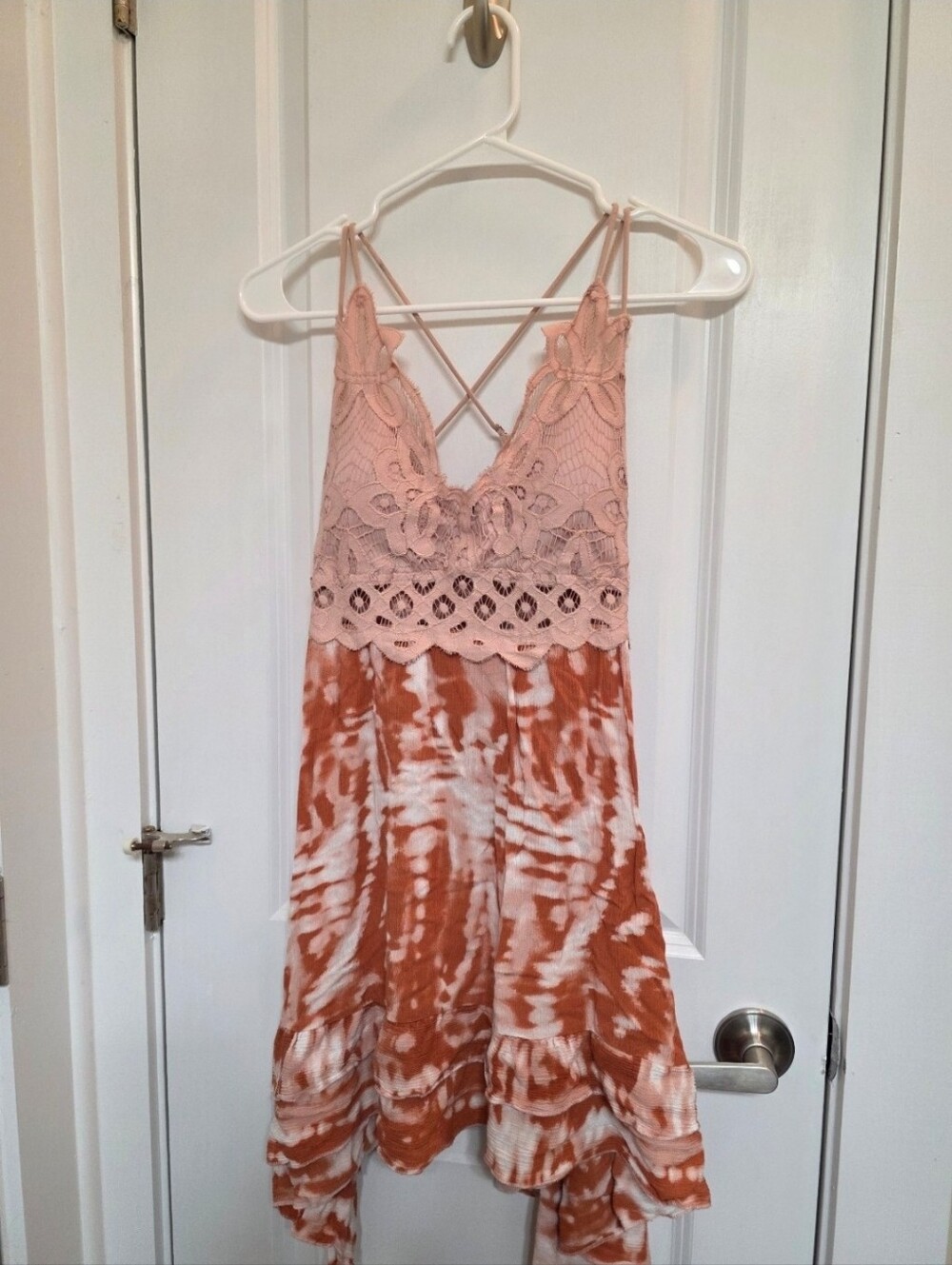 Rue 21 Pink Lace & Rust Tie-Dye Sundress